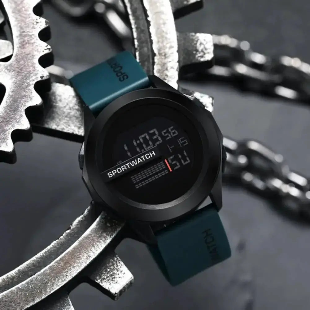 PrimeFit Mens Sports Watch Alarm Clock Waterproof LED Digital Fitness Timepiece For Training