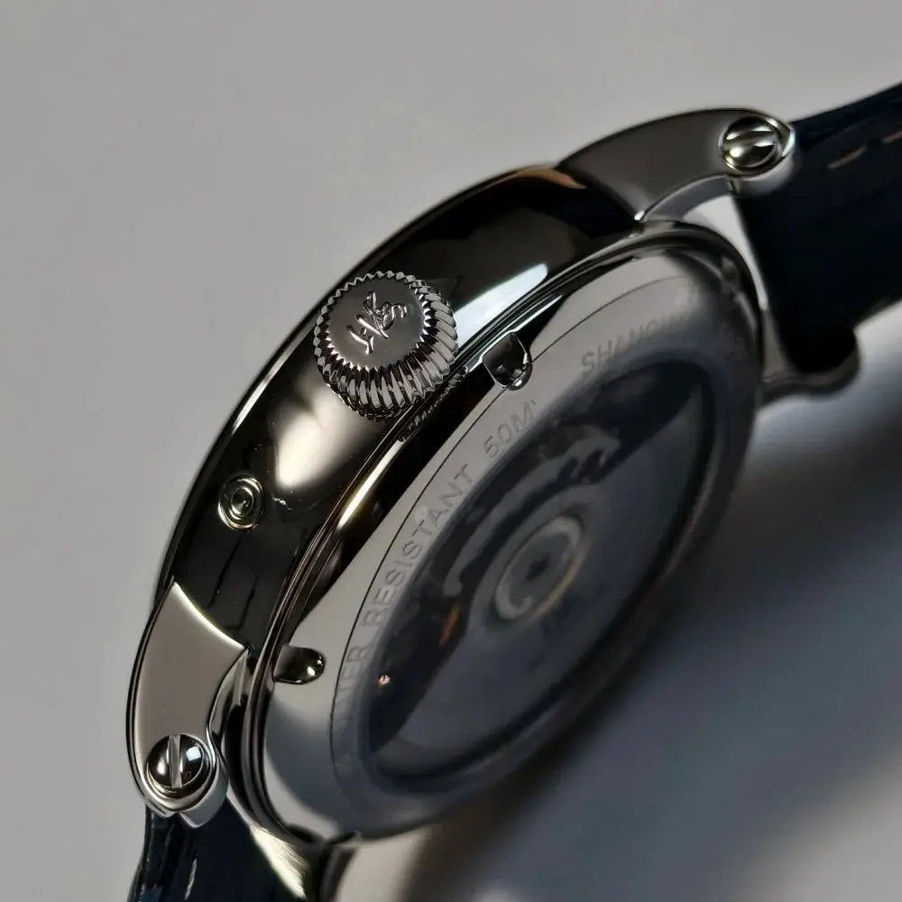 Shanghai Watch 42mm automatic mechanical with stainless steel case and leather strap, butterfly buckle by Simples Market