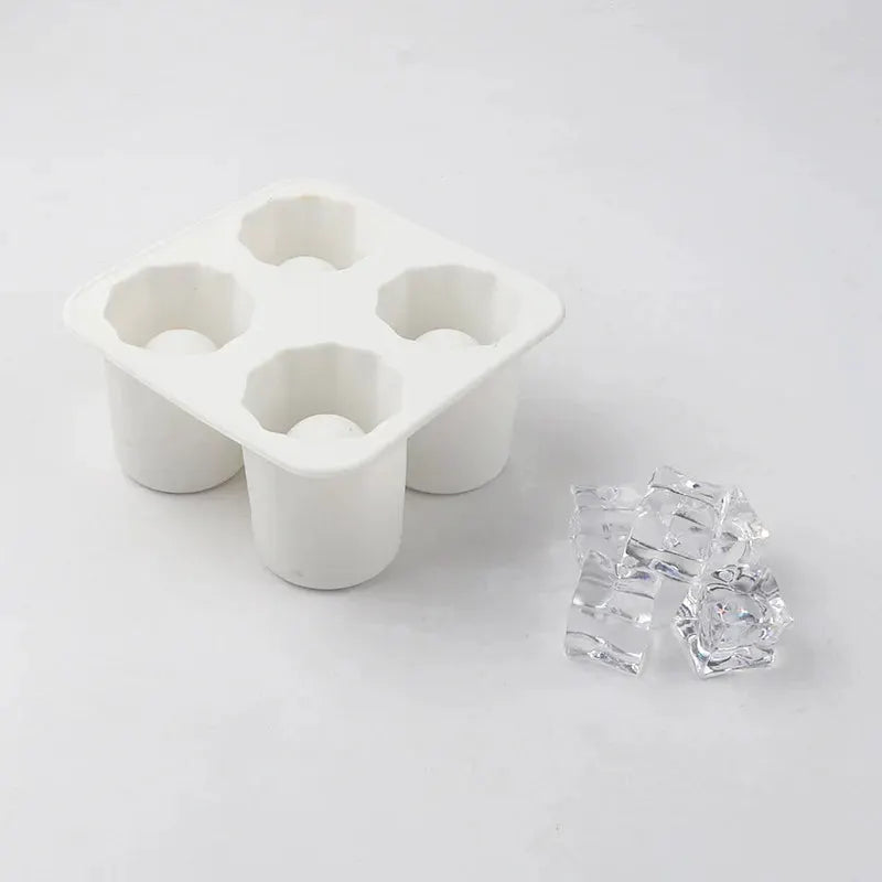 Simples Market white silicone ice cube mold with four holes for round cup-shaped ice cubes