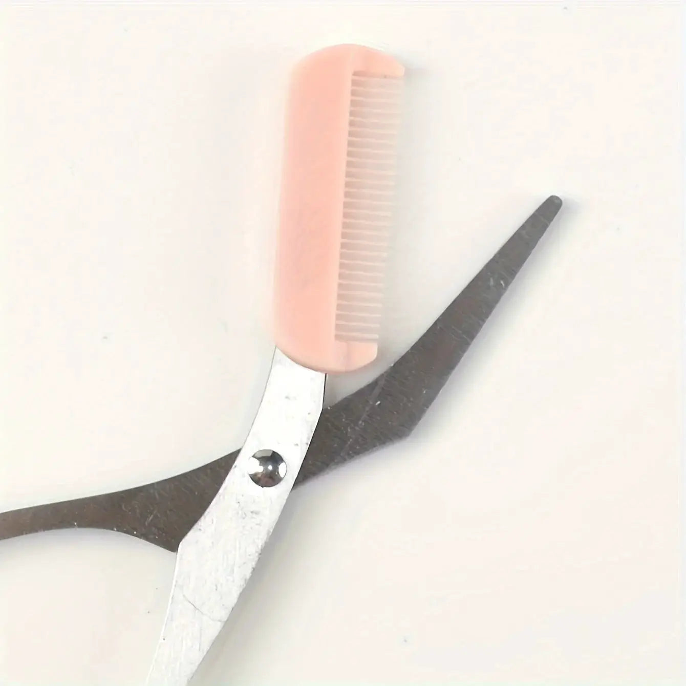 Pink Eyebrow Trimming Scissors With Built In Comb Stainless Steel Precision Grooming Tool For Perfect Eyebrows