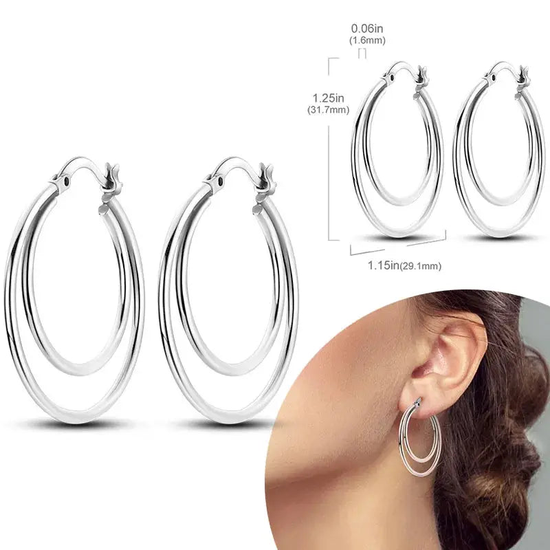 925 Sterling Silver Hoop Earrings Hypoallergenic Zirconia Hoops For Women Girls High Quality Fashion Jewelry