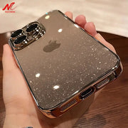 Luxury Glitter Transparent PC Case For iPhone 17 16 15 14 Pro Max 13 11 12 Bling Clear Shockproof Slim Cover