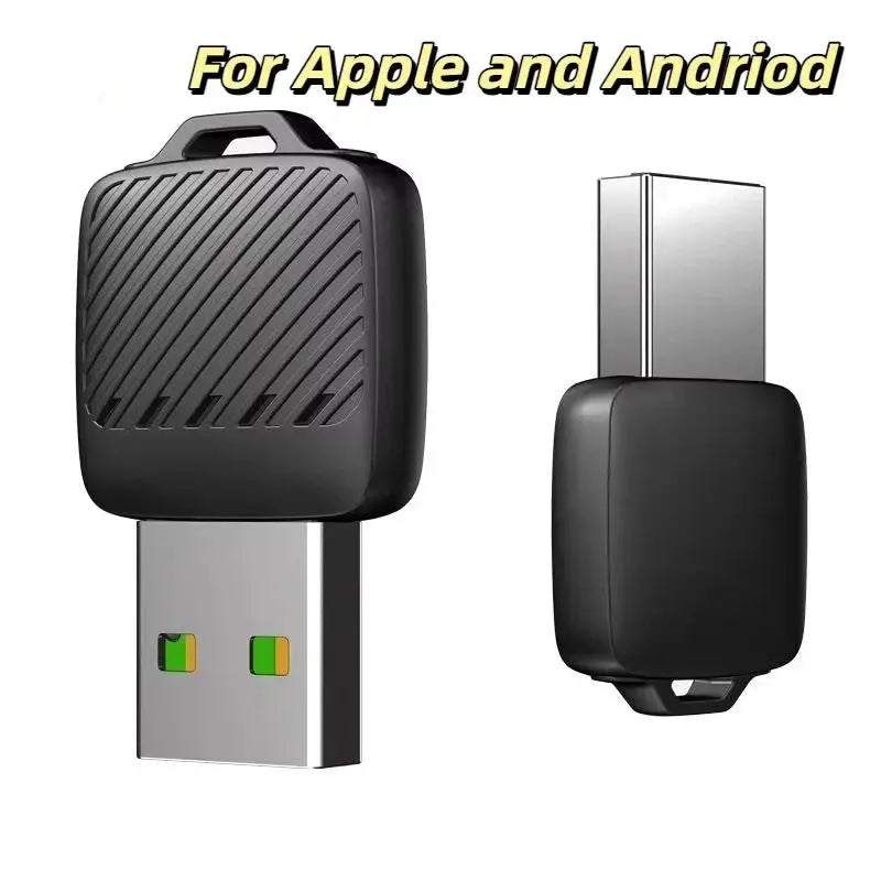 2-in-1 wireless Android Auto and CarPlay adapter dongle with USB-A plug, black