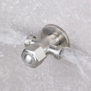 Stainless steel two-way angle valve with G1/2 inlet, wall-mounted escutcheon