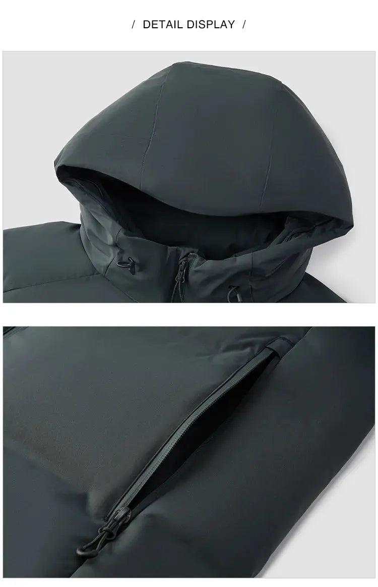 Semir men's down jacket, dark green waterproof hooded outerwear with zip pocket detail