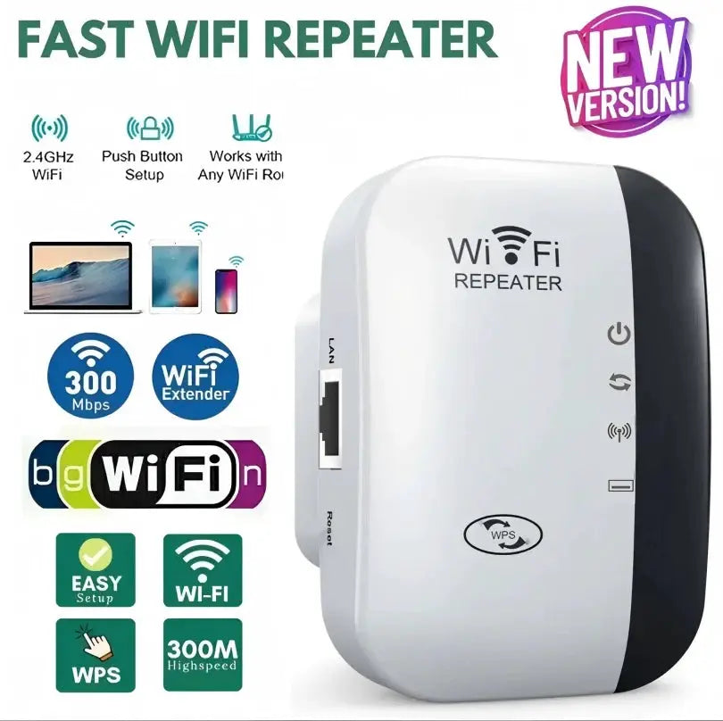 WiFi Repeater Wireless Signal Amplifier Extended Network Enhancer EU US Home Router 300 Mbps Throughput
