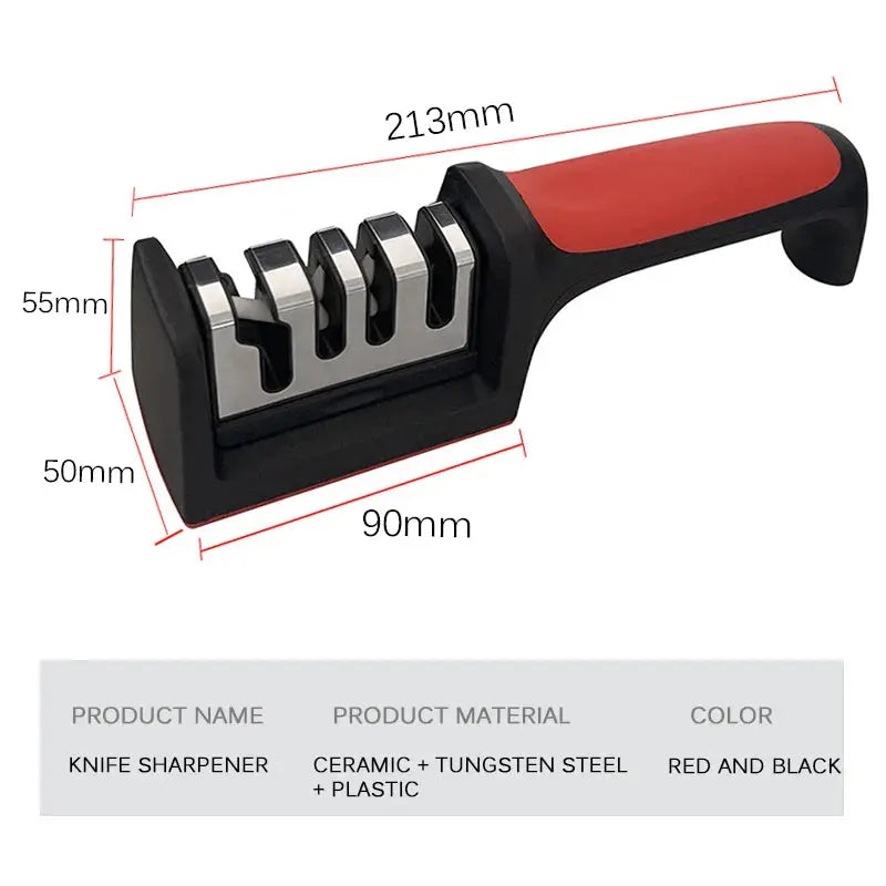 Kitchen Three Quarter Segment Knife Sharpener Stainless Steel Hand Held Sharpening Stone Black