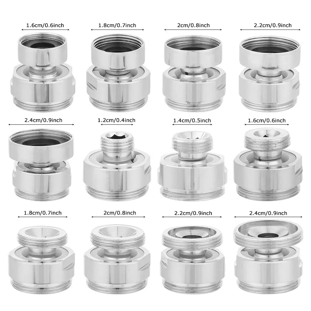 Simples Market 12-piece chrome swivel aerator adapters, 360° adjustable for 22mm kitchen faucet fittings