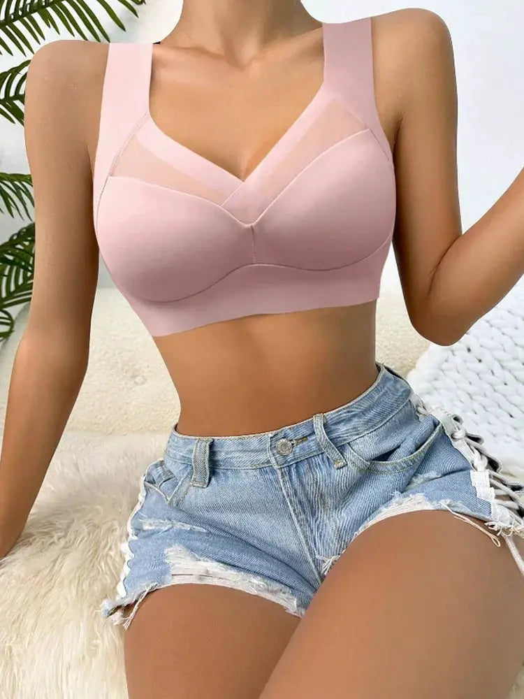 Bralette top in pink, seamless wireless design