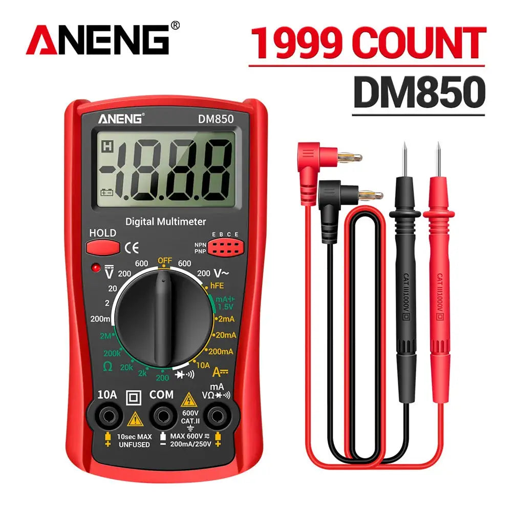 ANENG DM850 Digital Multimeter 1999 Counts Auto Range AC DC Voltage Ohm Current Ammeter Tester Tool