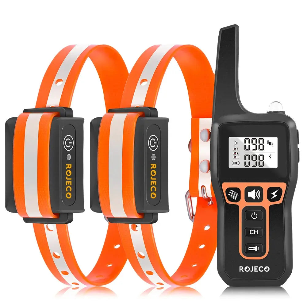ROJECO 1000m Electric Dog Training Collar With Remote Control Waterproof Rechargeable Beep Vibration Shock 100 Levels