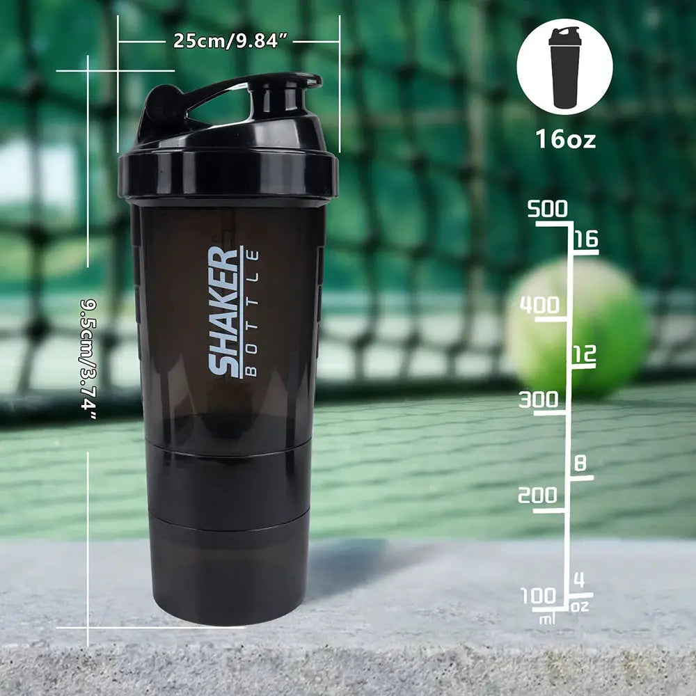 3 Layer Shaker Bottle Protein Powder Shake Cup With Multi Layer Design For Fitness And Bodybuilding