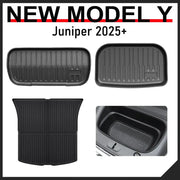 Simples Market black rubber front, rear, and trunk mats for 2025–2026 Tesla Model Y.