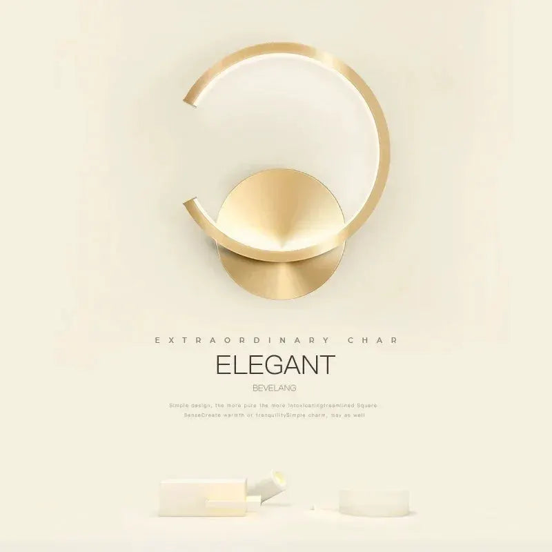 Gold circular LED wall lamp for living room decor by Simples Market.