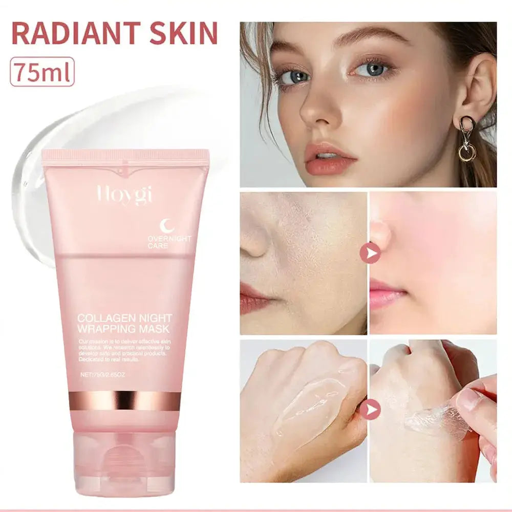 Glow Collagen Overnight Wrapping Peel Off Facial Mask Set For Deep Hydration And Replenishes Collagen While You Sleep