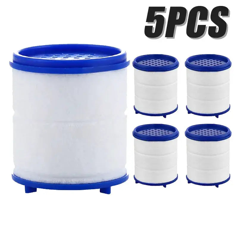 Faucet filter cartridges 5-pack by Simples Market, blue-end caps with white PP cotton filters