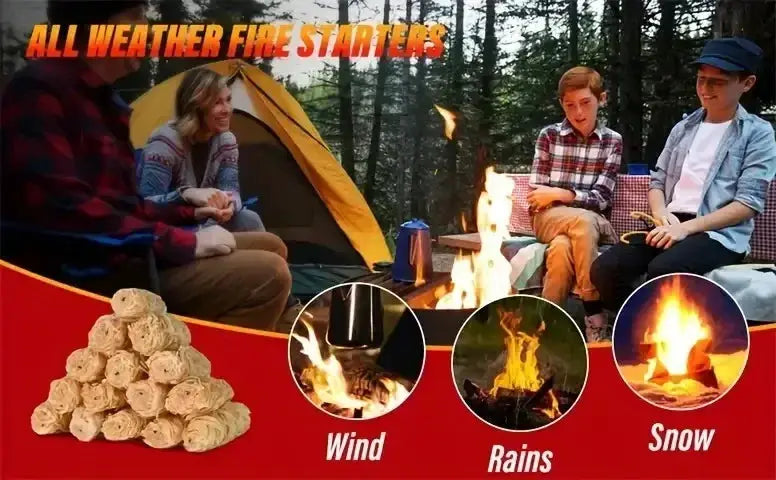 Natural Wax Wood Fire Starter Sticks by Simples Market for BBQ, fireplace and camping; packs of 30/60/100 pcs