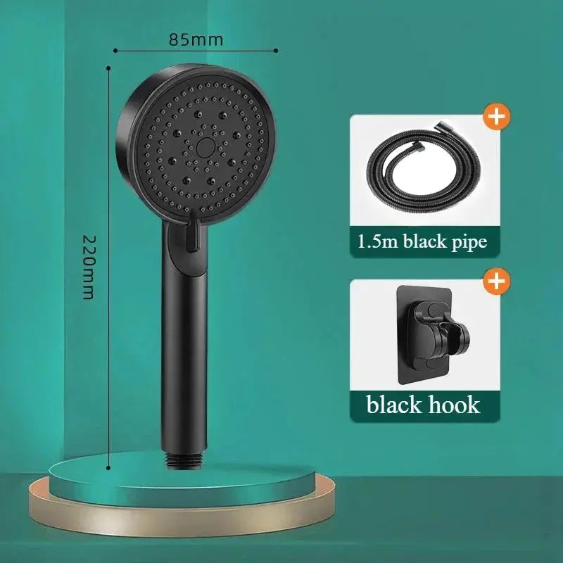 5-mode handheld shower head Simples Market with 1.5m black pipe and wall hook