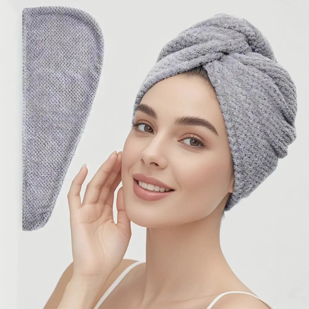 SilkNest Textured Dry Hair Cap Towel Wrap Absorbent Polyester And Polyamide Quick Dry For Secure Coverage