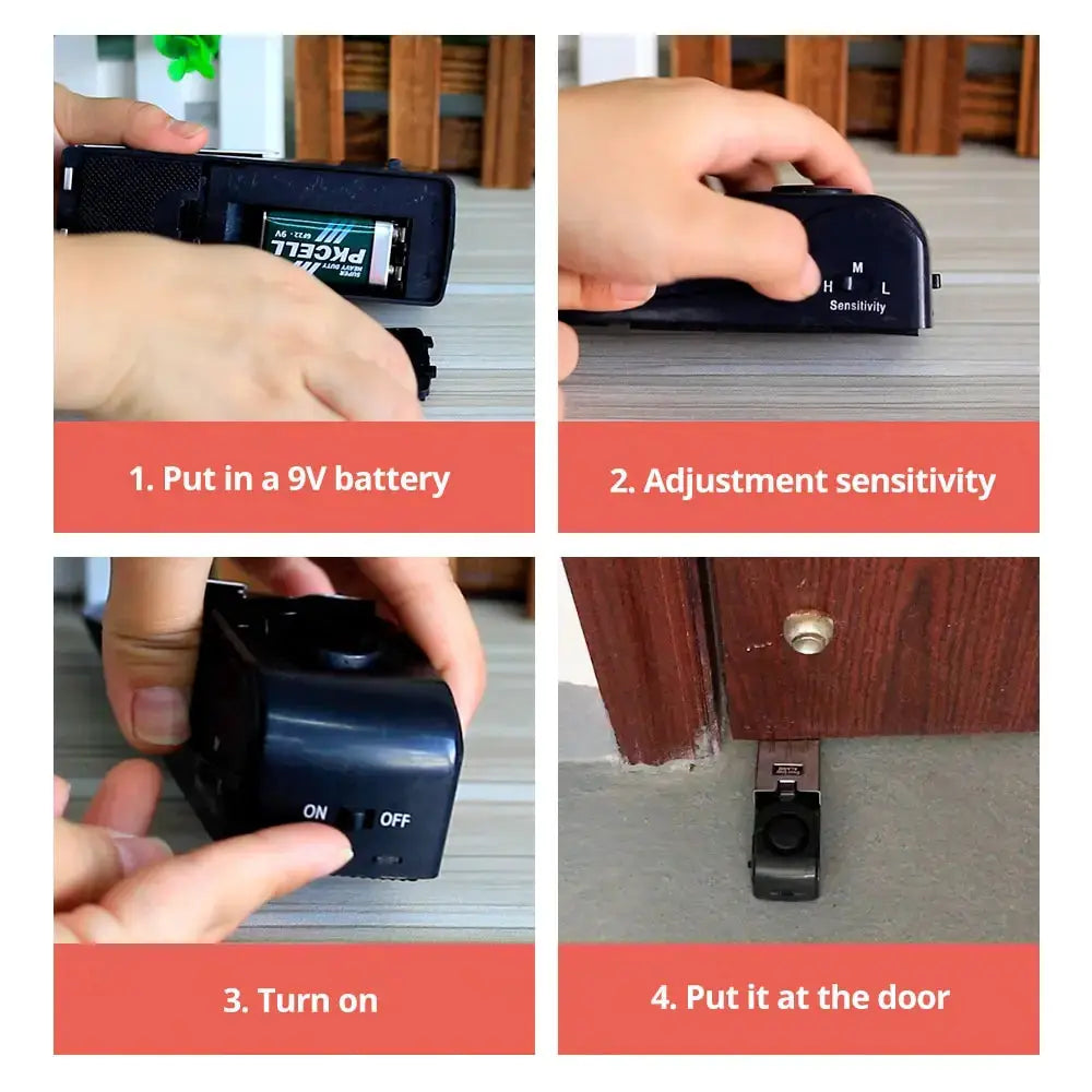 Door stop alarm system by Simples Market, 2-pack, wireless, portable, 125dB loud.