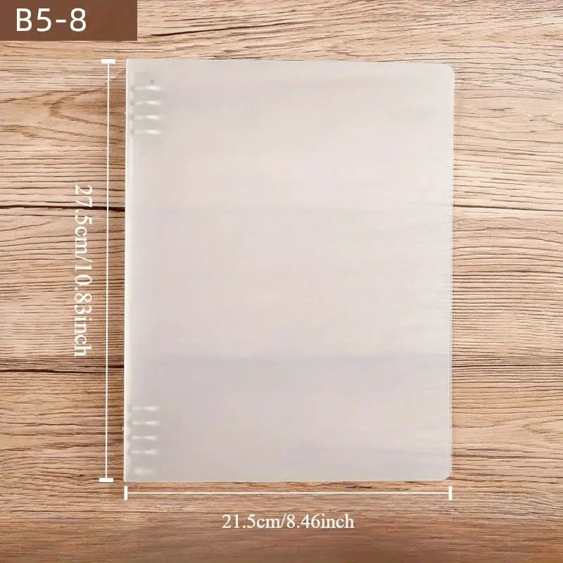 Clear PP ringed binder, B5-8 size, 175-page capacity, transparent organizer for office and school