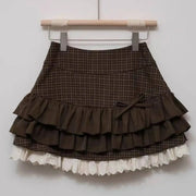 Tokyo Prep Co Y2K Ruffled Plaid Skirt With Punk Rock Subculture Vibe And Cute Preppy Twist
