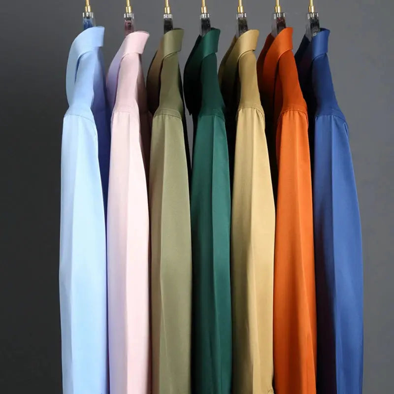 Men's long-sleeve non-iron wrinkle-resistant dress shirt set of 9 in assorted colors