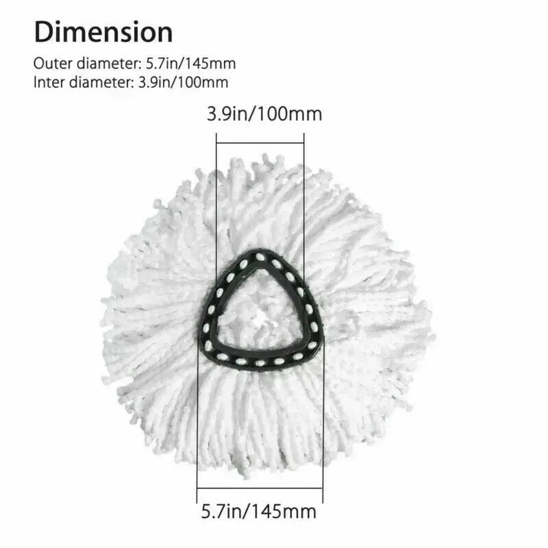 Simples Market Easy Wring and Clean mop head refill, turbo microfibre, white fibers with black triangular mounting plate