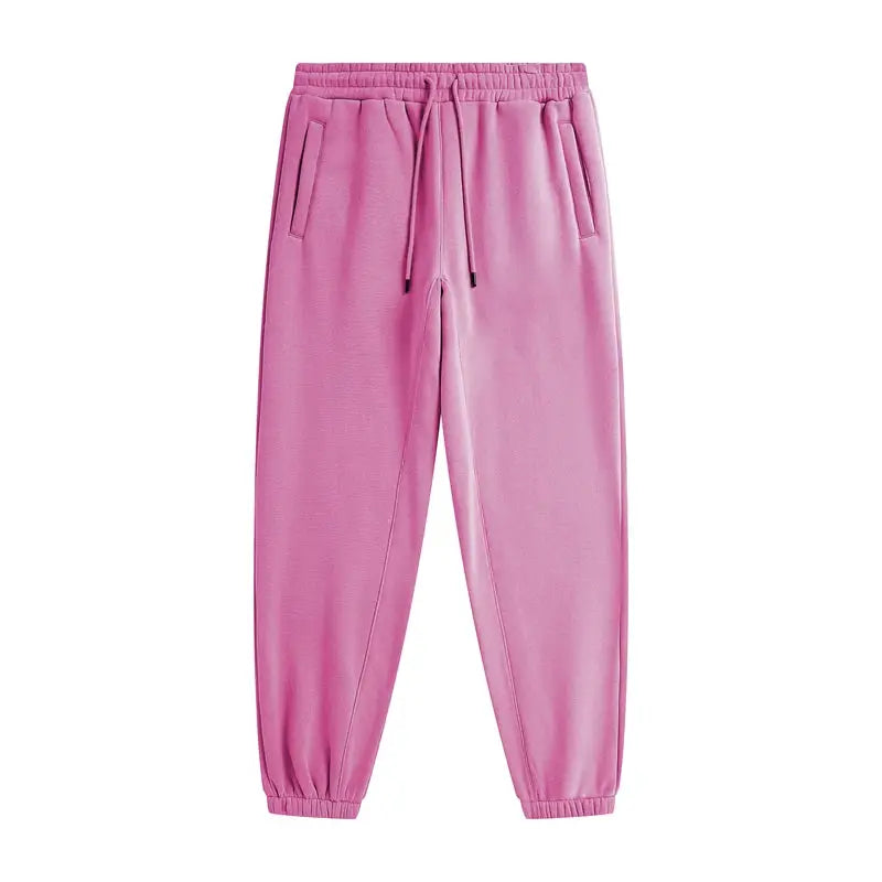 ZODF Trendy 345gsm fleece sweatpants, pink unisex joggers with drawstring waist and cuffed ankles by Simples Market