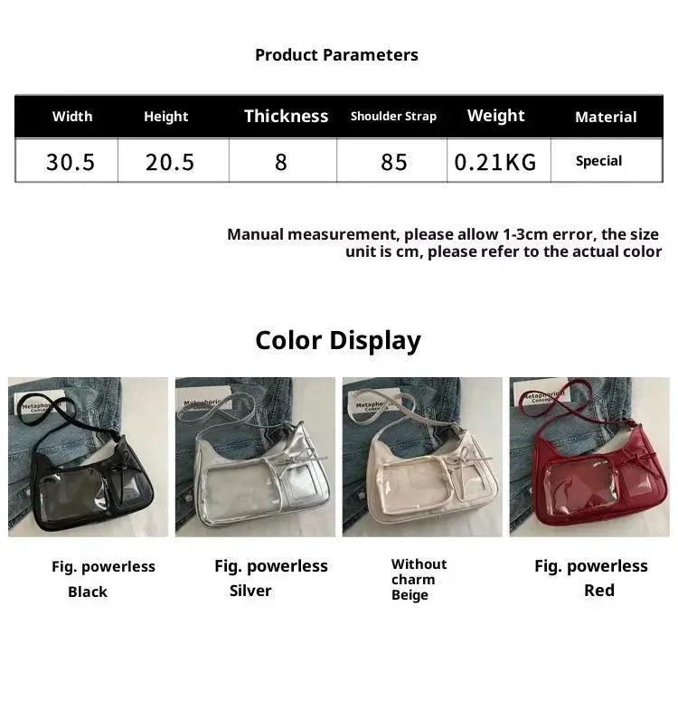 Y2k Harajuku transparent ita bag crossbody purse by Simples Market; set of 4 color options: black, silver, beige, red