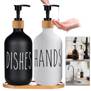 Black Dish Soap Dispenser Set for Kitchen Sink Refillable Bottles for Hand Soap and Dish Detergent