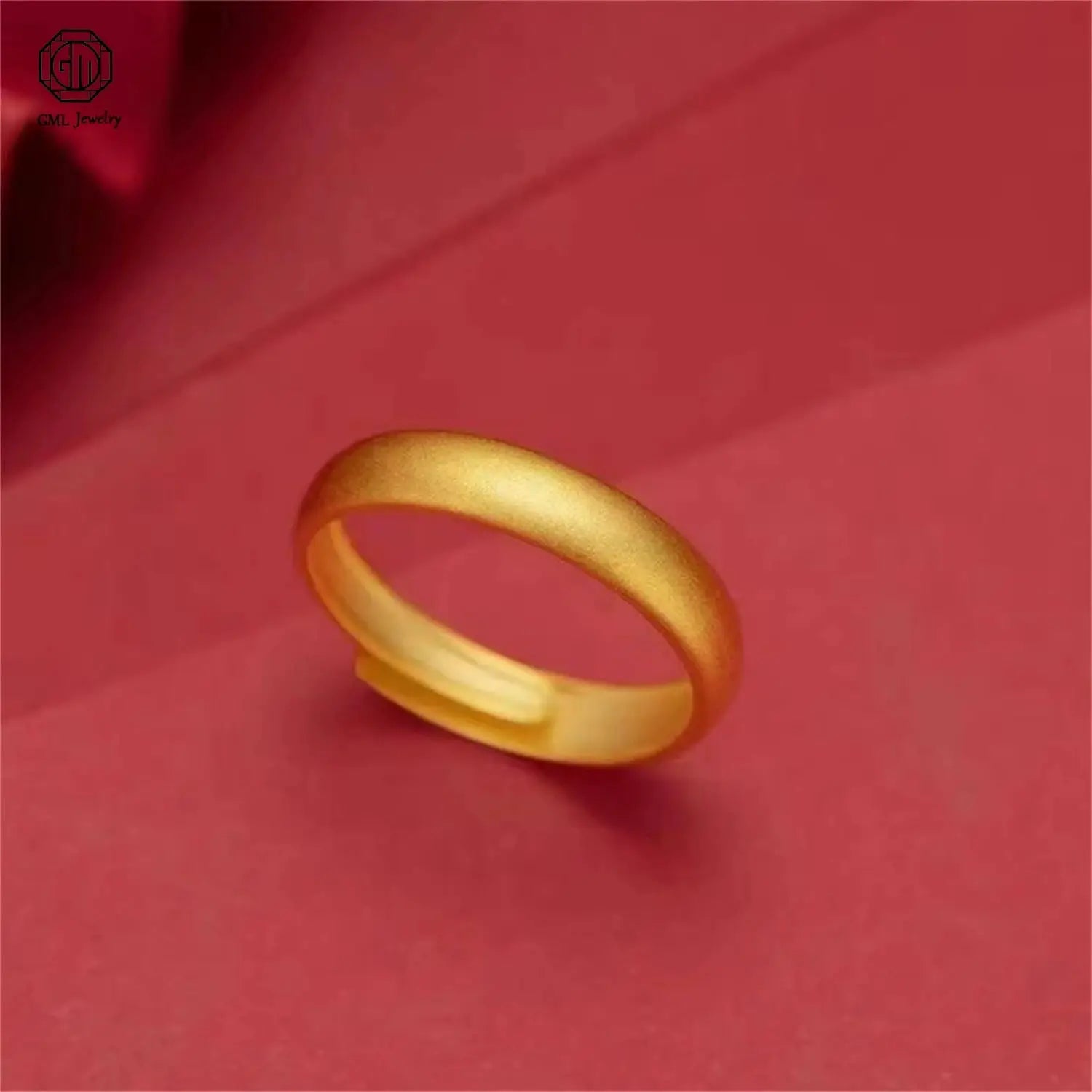 Sand Gold Adjustable Ring Matte Wide Band Openable Fade Resistant Unisex Jewelry Minimalist Gift For Couples