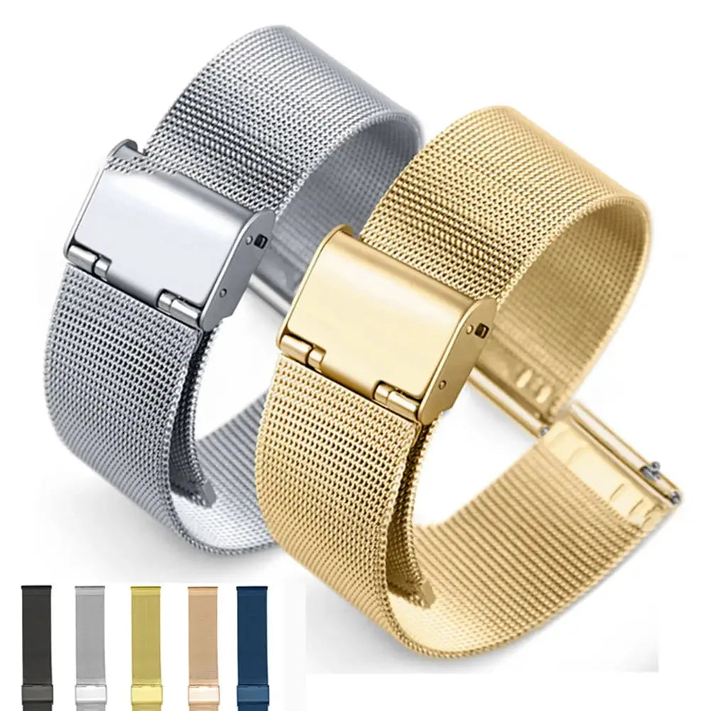 Stainless Steel Mesh Watch Band Quick Release Replacement Strap 12mm 14mm 16mm 18mm 20mm 22mm for Men Women
