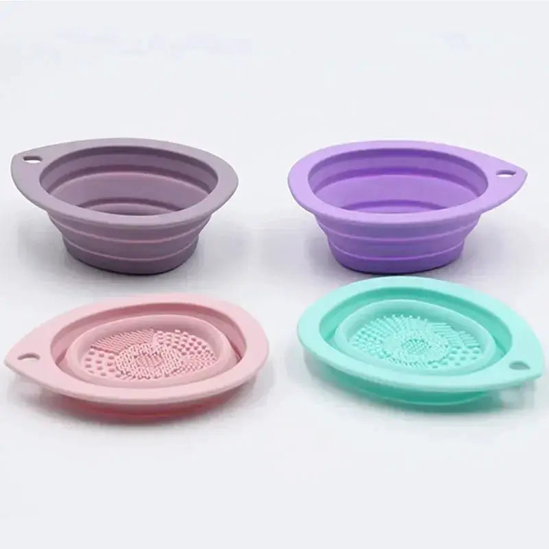 Silicone Makeup Brush Cleaner Folding Cleaning Bowl For Powder Puff And Eyeshadow Brushes Soft Mat Beauty Tools Scrubber