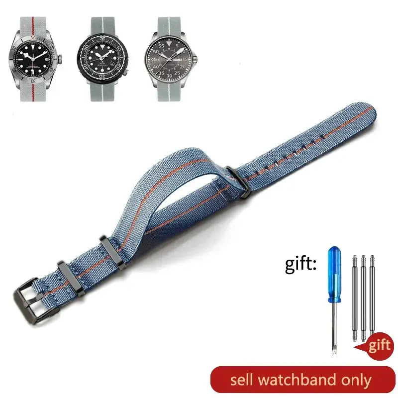 60's French Army Watch Strap for Nylon Watchband for Rolex Seiko Tudor Rolex Black Green Water Ghost Omega Woven Watch Band