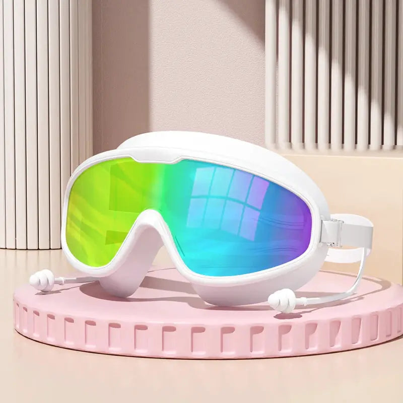 Big Frame Swimming Goggles For Adults With HD Wide View Anti Fog UV Protection Leak Proof Seal Quick Release Clasp