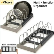 7 Grid Telescopic Pot Rack Pans Organizer Space Saving Cabinet Holder For Pots Pans And Lids Keep Your Kitchen Neat