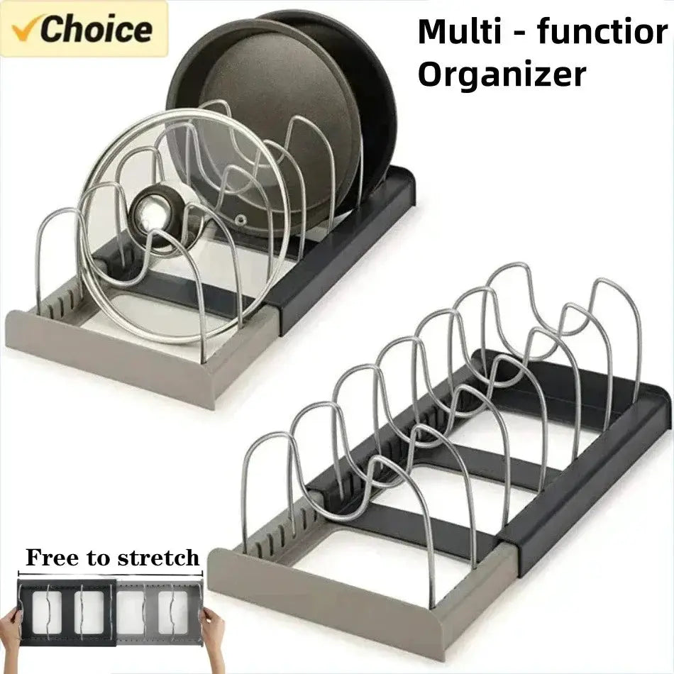 7 Grid Telescopic Pot Rack Pans Organizer Space Saving Cabinet Holder For Pots Pans And Lids Keep Your Kitchen Neat
