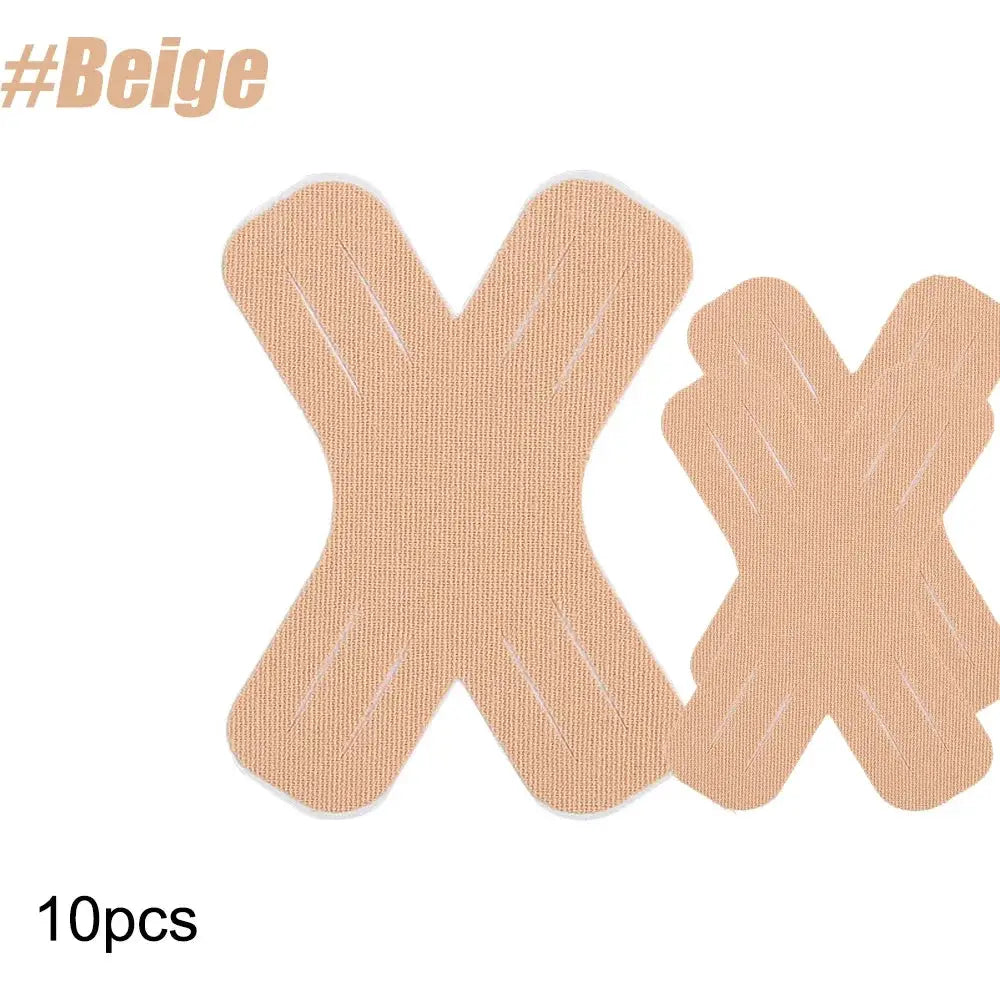 Kinesiology tape X-shaped patches, beige, 2 pcs, elastic sports tape