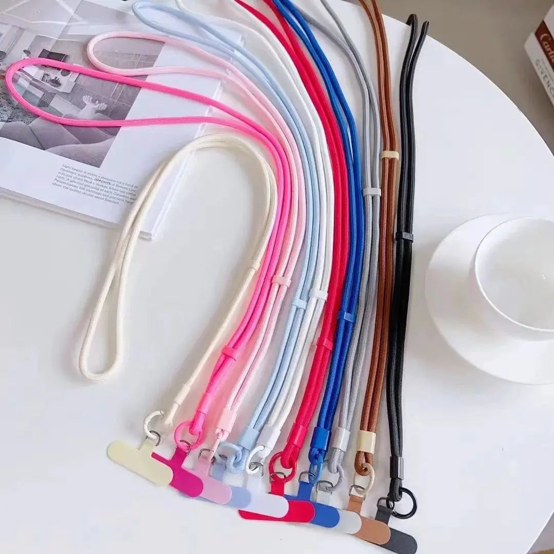 Mobile phone lanyards in assorted colors, long diagonal crossbody rope straps by Simples Market