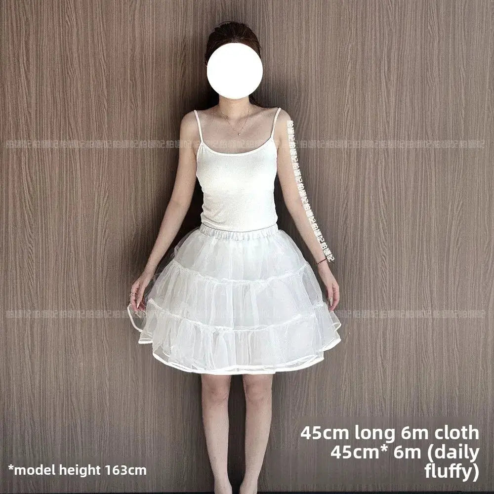 Lolita petticoat underskirt, white fluffy layered tulle with elastic waistband
