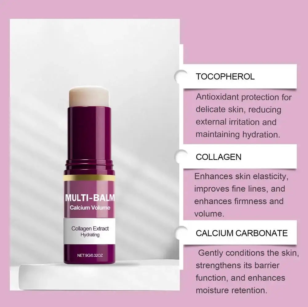 CalciumGlow Collagen Balm Stick For Hydration And Wrinkle Reduction Multi Use For Eyes Neck And Face Skincare