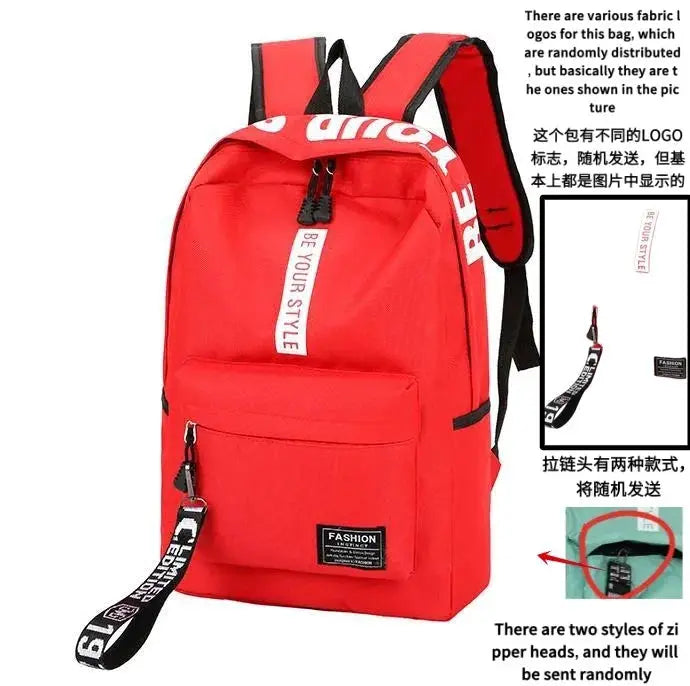 Backpack red large-capacity fashion trend bag by Simples Market for men and women