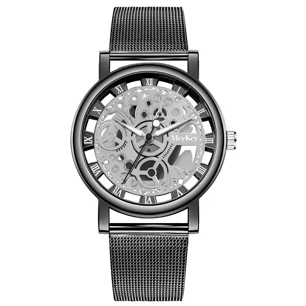 Simples Market women's skeleton metal mesh watch with silver-tone case