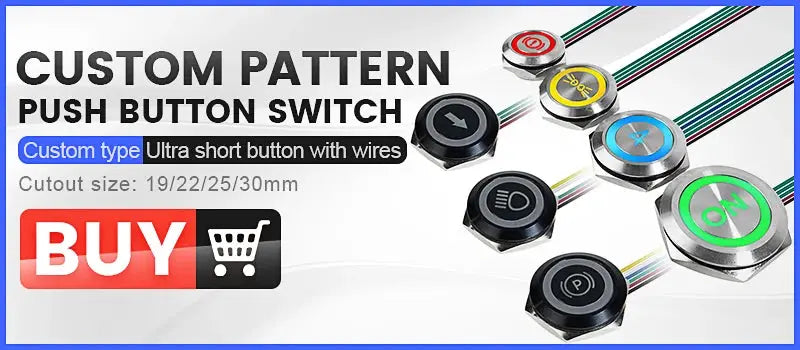 Simples Market ultra-short LED push button switches, metal waterproof momentary with wires, 19–30mm