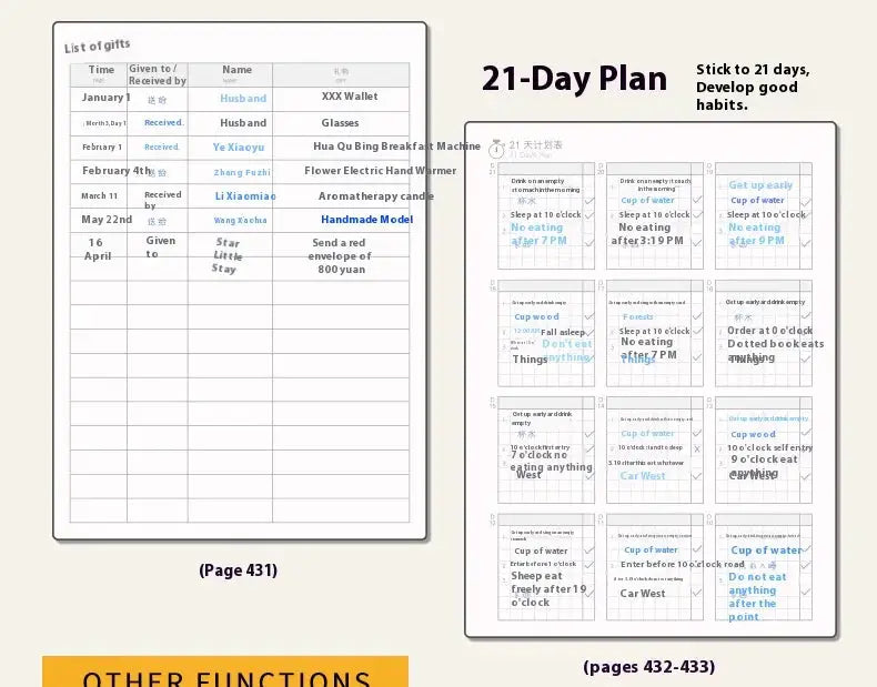 Kinbor Notebook 2026 Planner by Simples Market, A5/A6 full-year agenda with daily timeline and 21-day plan layouts