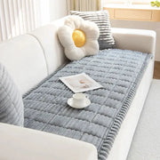 Thicken Quilting Warm Stripe Flannel Sofa Pad, gray quilted winter sofa cover by Simples Market