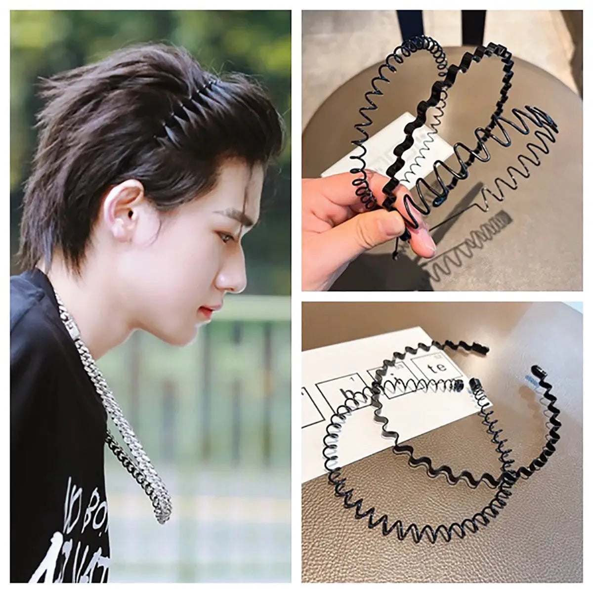 KoreanFlex Unisex Simplified Korean Fashion Hair Hoops With Anti Slip Alloy Clips For Sports And Daily Wear