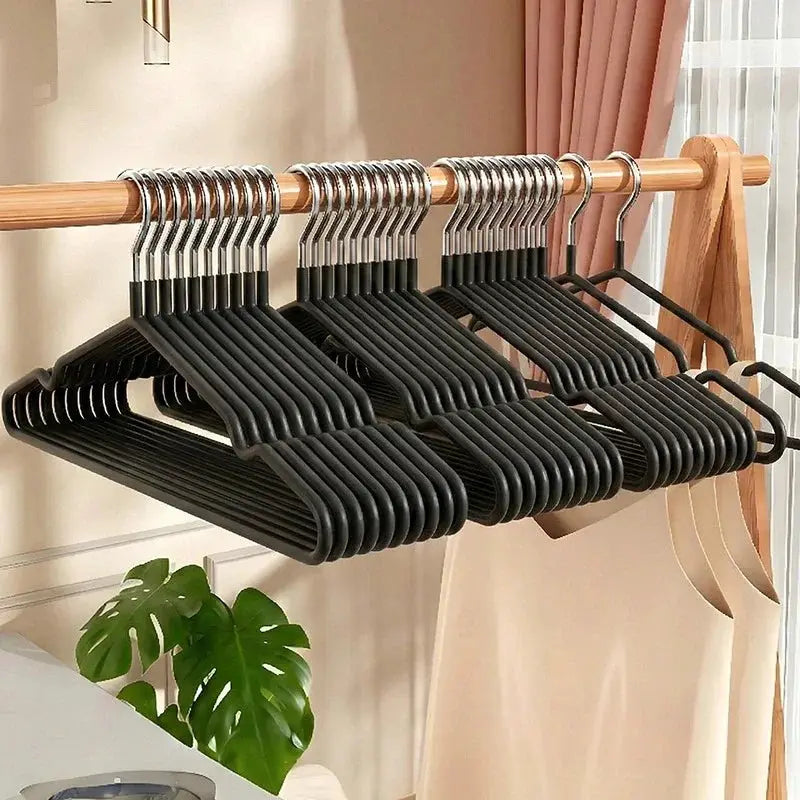 10-pack Simples Market nano-coated non-slip clothes hangers, black, dual-use for wardrobe and laundry