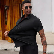Men's black short-sleeve wrinkle-free dress shirt with elastic fit by Simples Market
